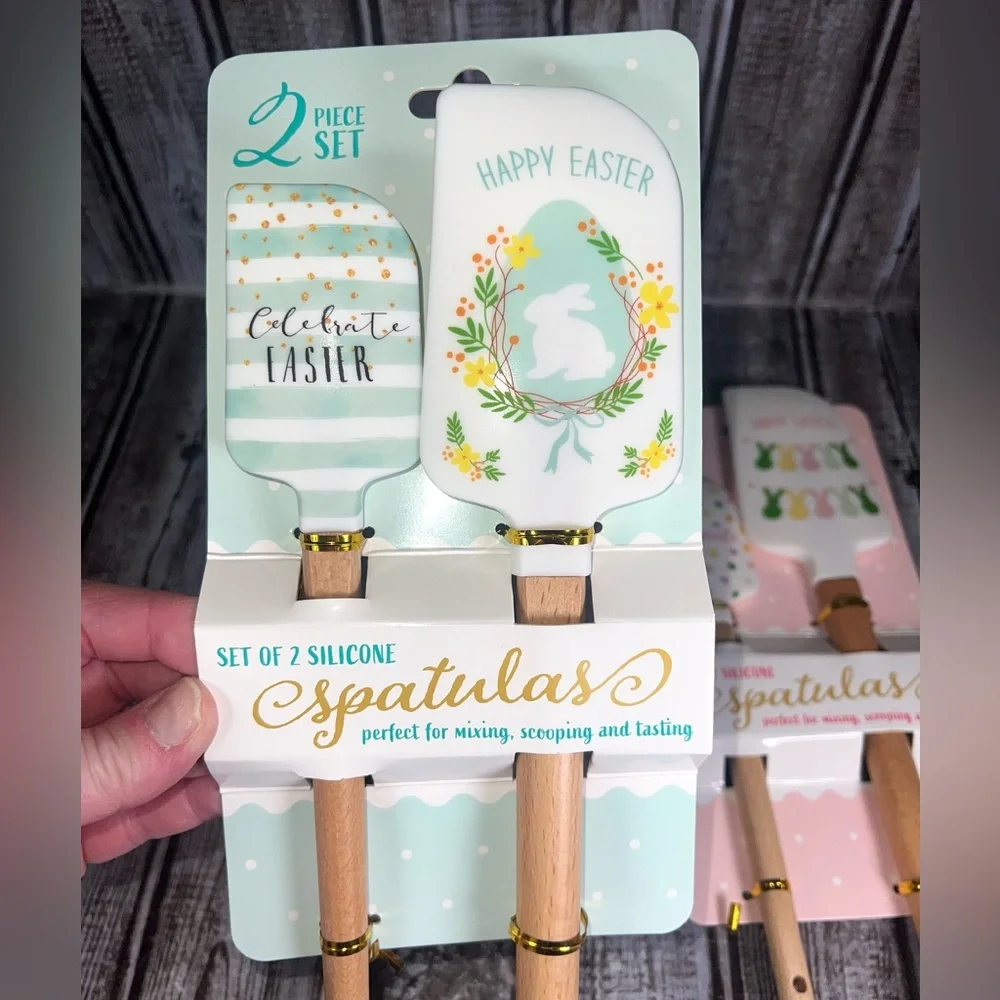 2 Sets Easter Silicone Spatula Set (2-Piece) – Bunny & Pastel Designs –‎ New